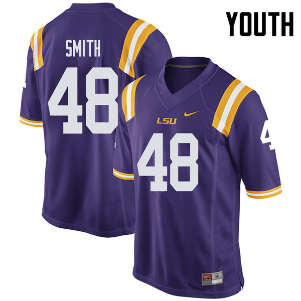 Youth #48 Carlton Smith LSU Tigers College Football Jerseys Sale-Purple